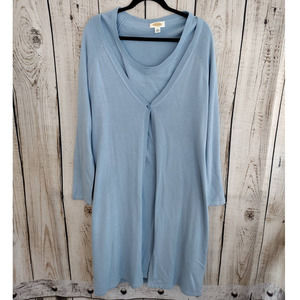 Talbots | Dusty Blue Longline Cardigan & Cap Sleeve Dress 2-Piece Set